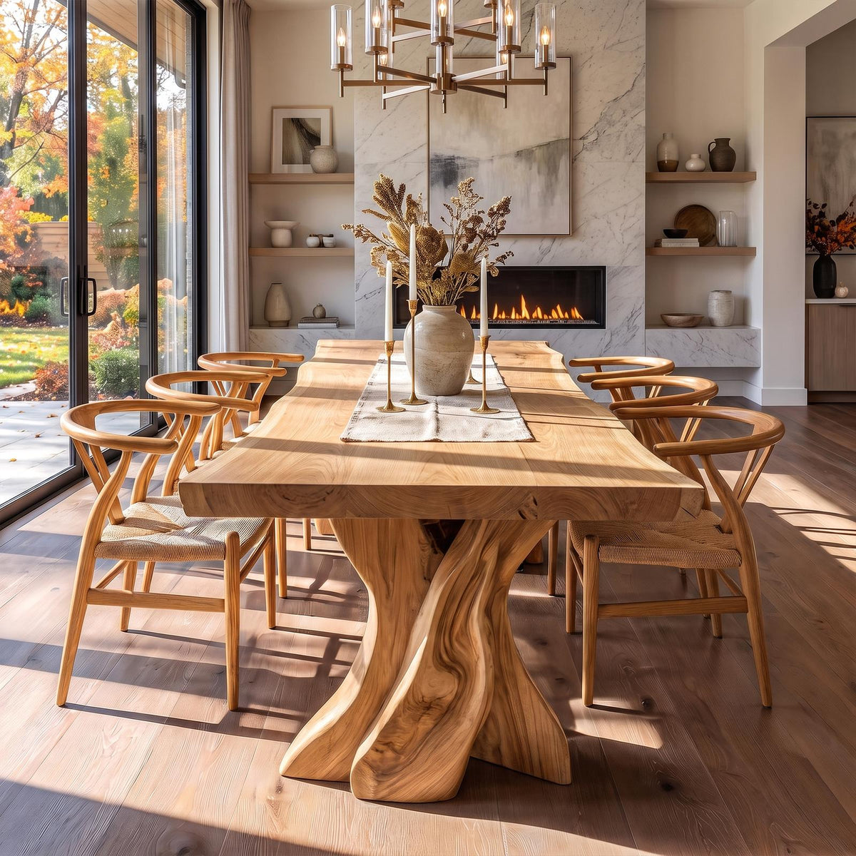 Contemporary Halloween Dining Table With Artistic Tree Form Base For Dining Room
