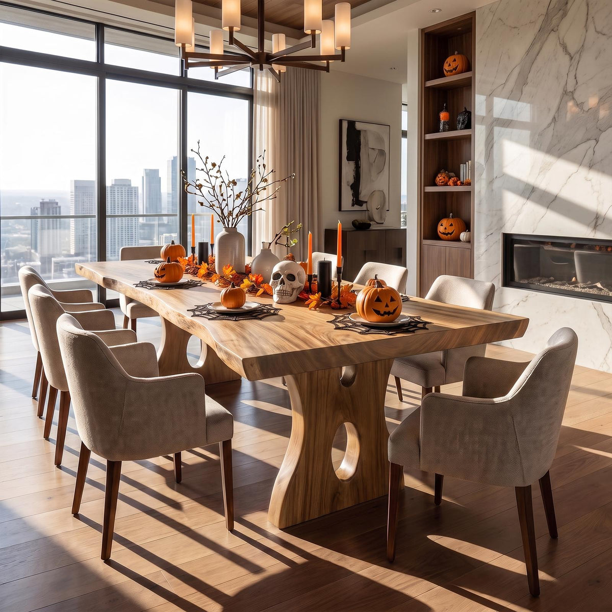Natural Statement Dining Table With Flowing Organic Silhouette For Dining Room