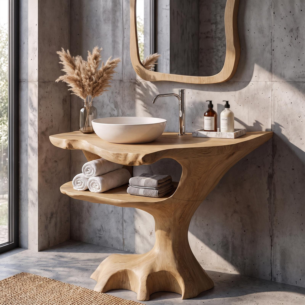 Contemporary Halloween Single Bathroom Vanity With Sculptural Branch Support For Bathroom