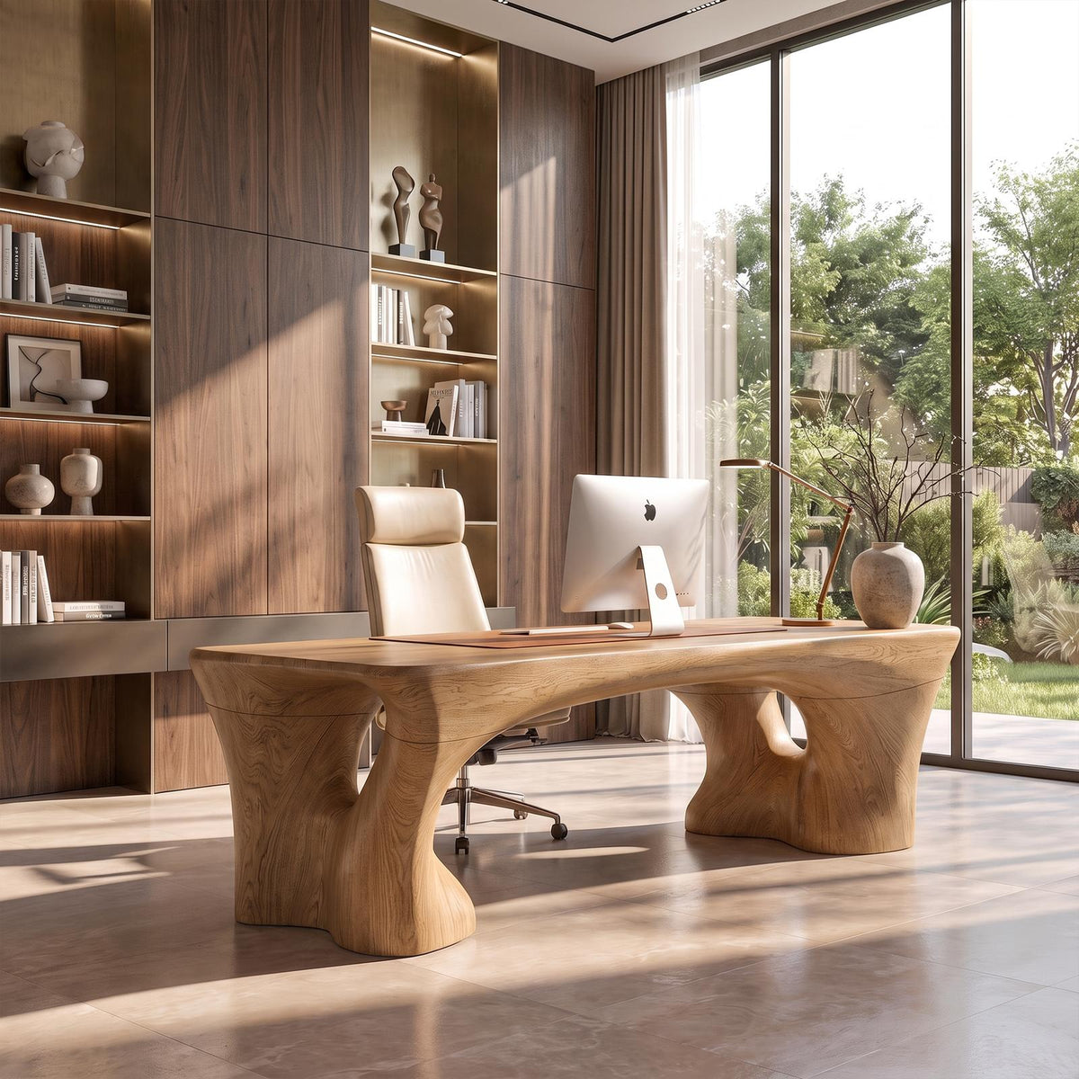 Rustic Halloween Desk With Sculptural Trestle Base For Home Office