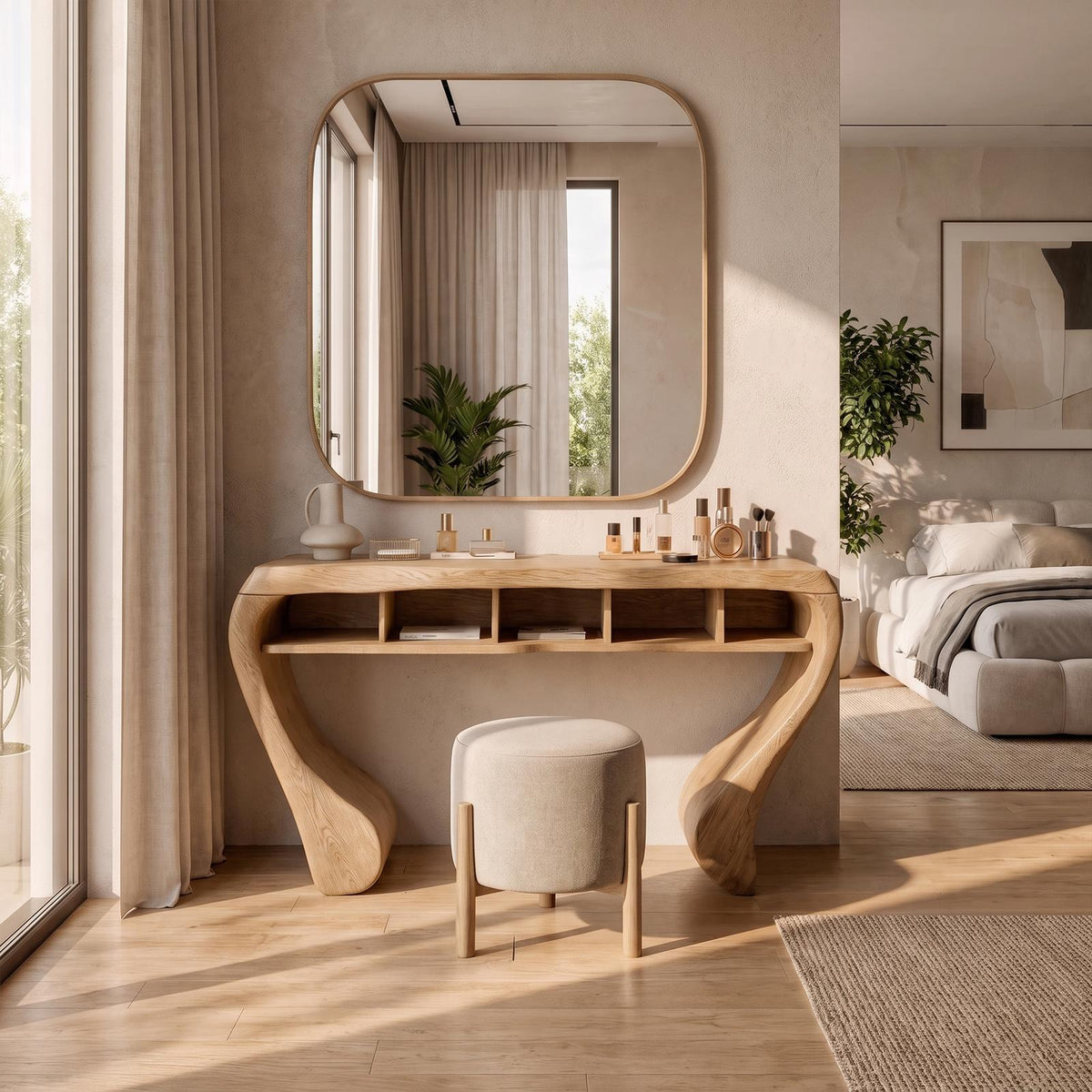 Rustic Dressing Table With Open Drawer Storage For Bedroom And Dressing Room SINLKIMKV096