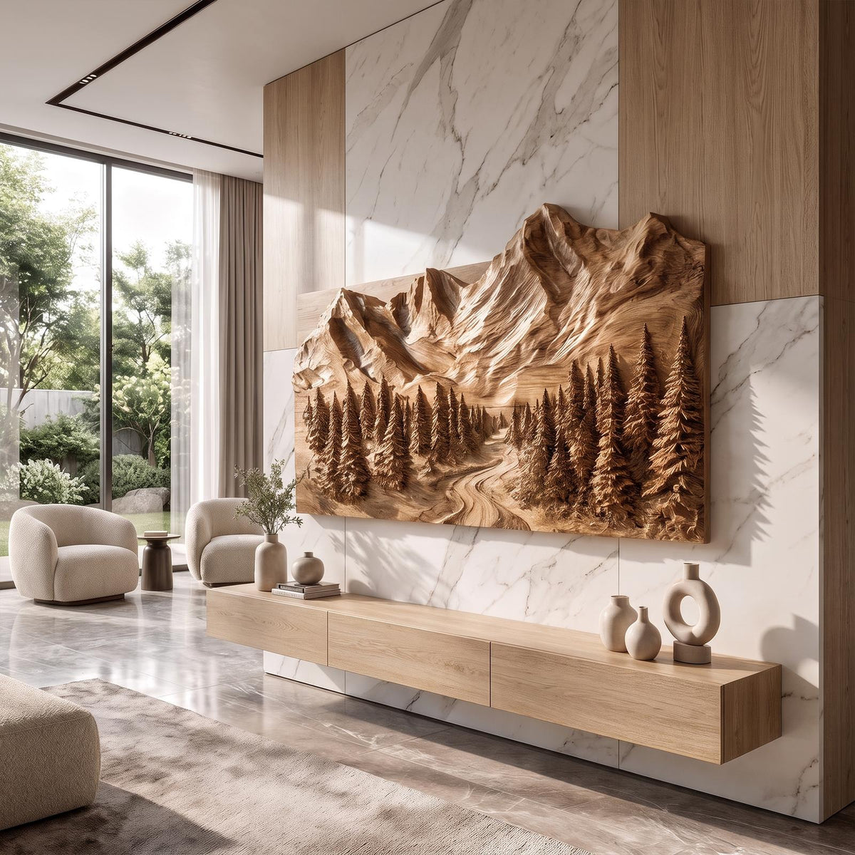 Sculptural Mountain Wall Art For Living Room SINLKIWA160