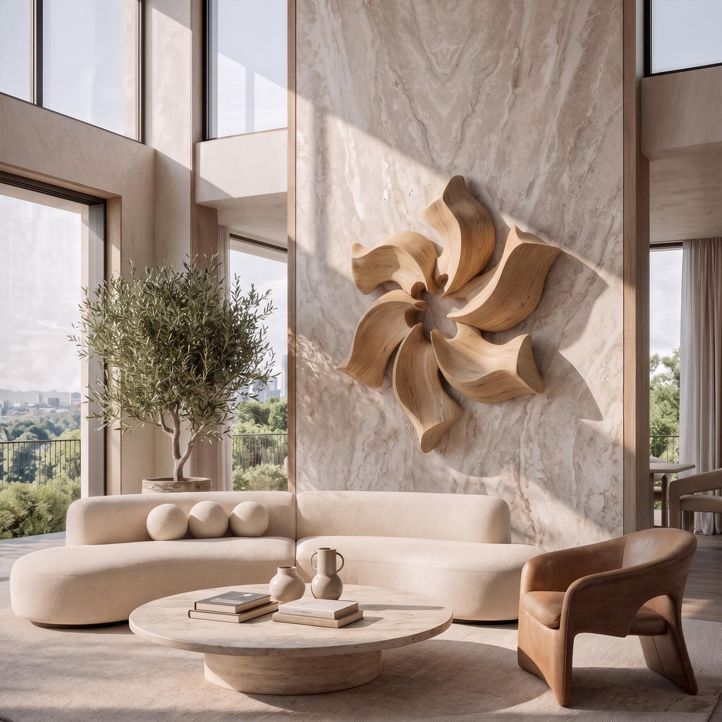 Sculptural Pinwheel Flower Wall Decor For Living Room And Foyer SINLKIWA164