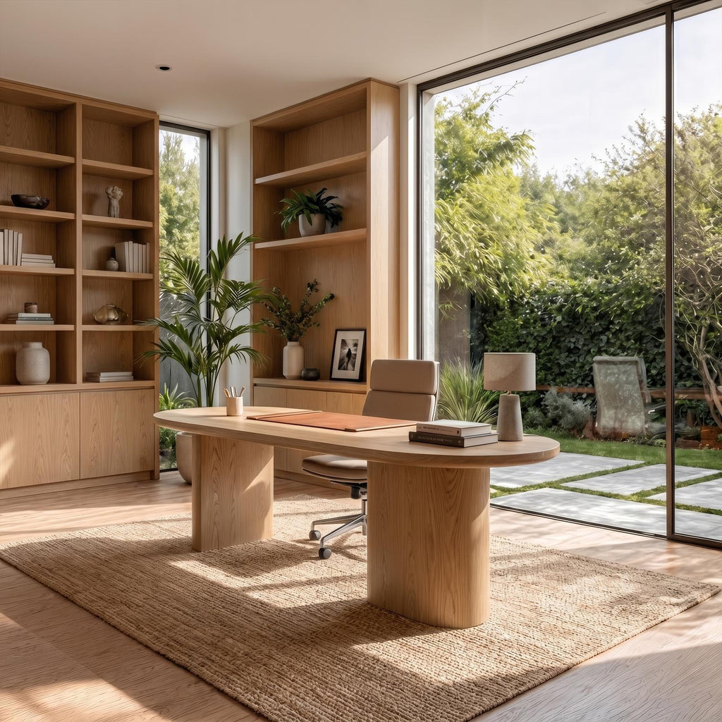 Organic Wooden Desk, Unique Sculptural Solid Wood Writing Desk for Living Room & Home Office