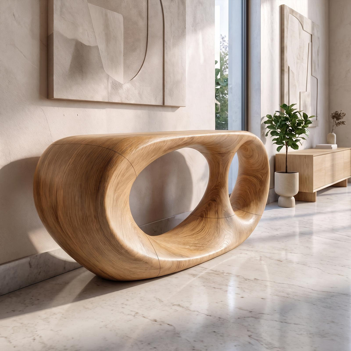 Console Table Organic Double Loop Design For Entryway SINLKICS678