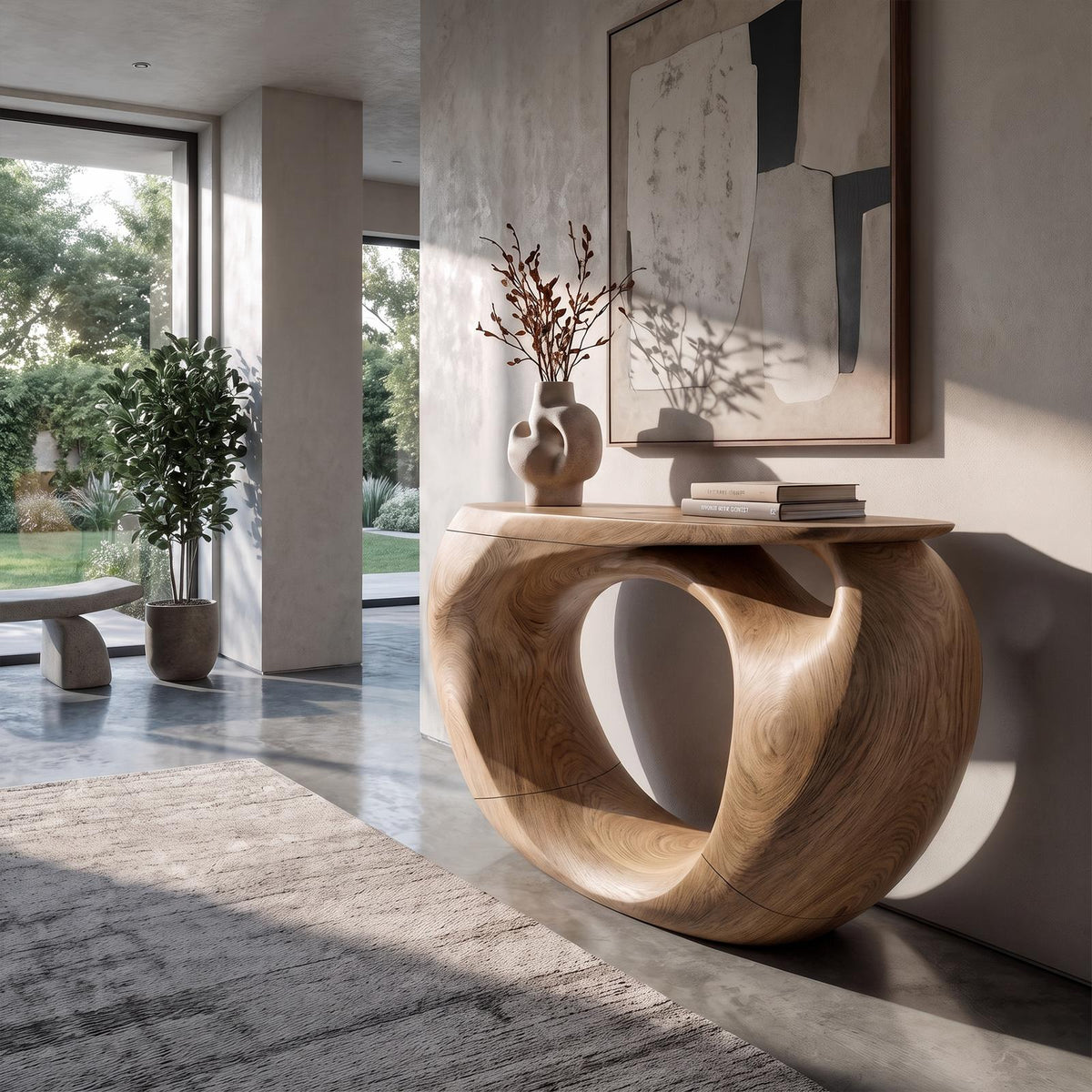 Console Table Organic Hollow Base Design For Entryway SINLKICS682
