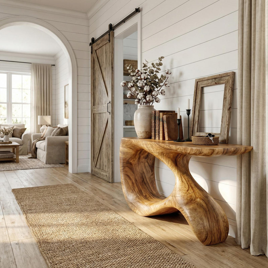 Modern Minimalist Console Table, Solid Wood Narrow Entryway Sofa Table for Hallway & Foyer Decor