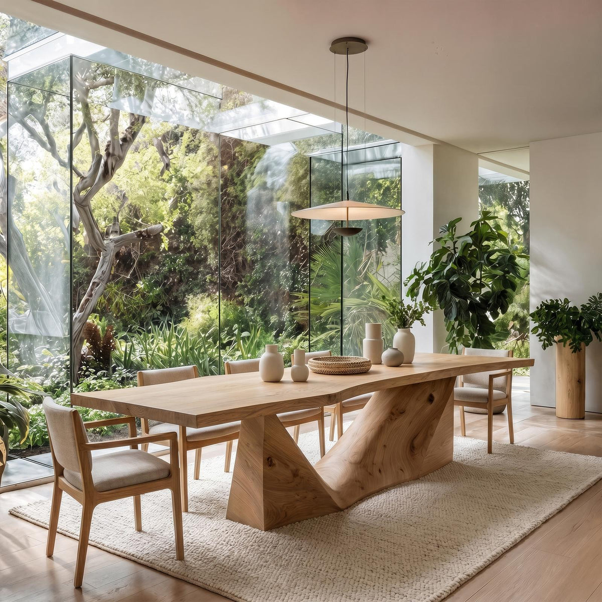 Organic Sculptural Dining Table, Handcrafted Solid Wood Statement Dining Room & Kitchen Wooden Table