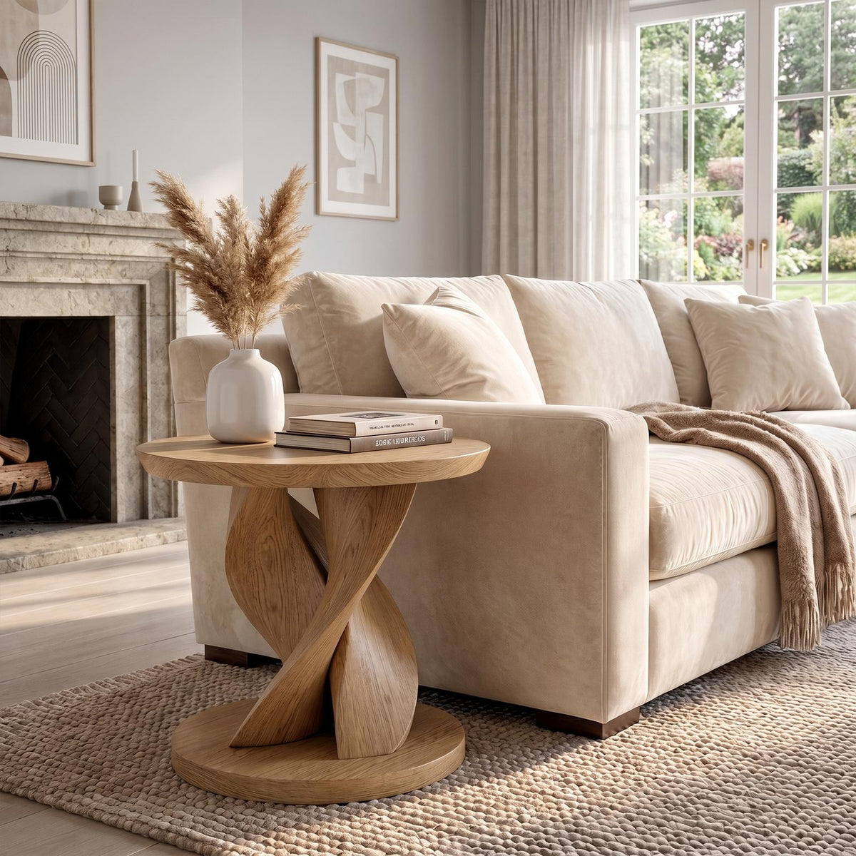 Modern Organic Side Table, Handcrafted Solid Wood End Table & Nightstand for Living Room Bedroom