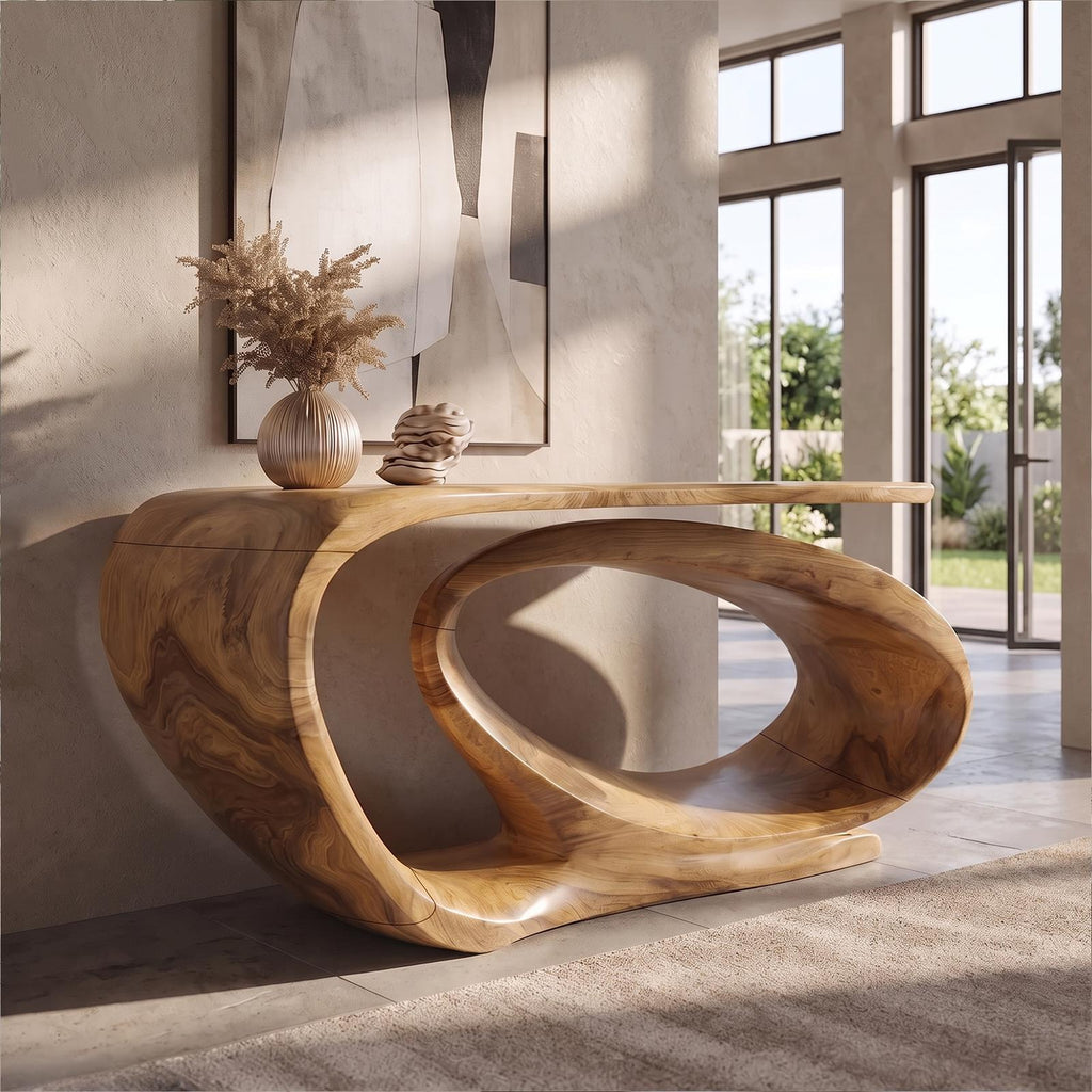 Console Table Sculptural Open Loop Base For Entryway Foyer Hallway SINLKICS687