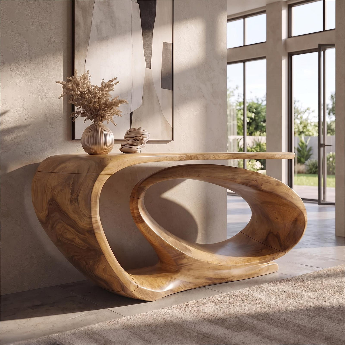 Console Table Sculptural Open Loop Base For Entryway Foyer Hallway SINLKICS687