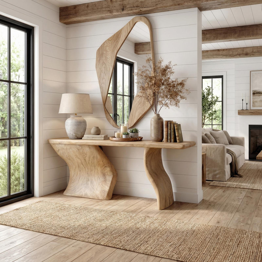 Minimalist Accent Console Table, Solid Wood Entryway Foyer Table, Modern Living Room Sideboard Table