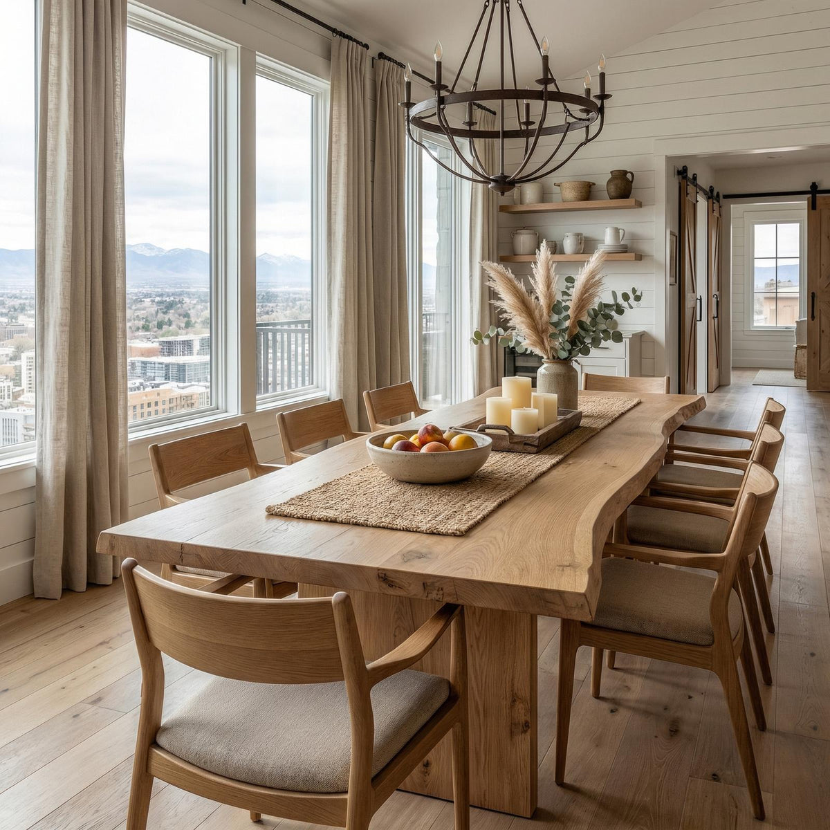 Rustic Live Edge Dining Table, Solid Wood Natural Slab Kitchen & Dining Room Table, Farmhouse Design