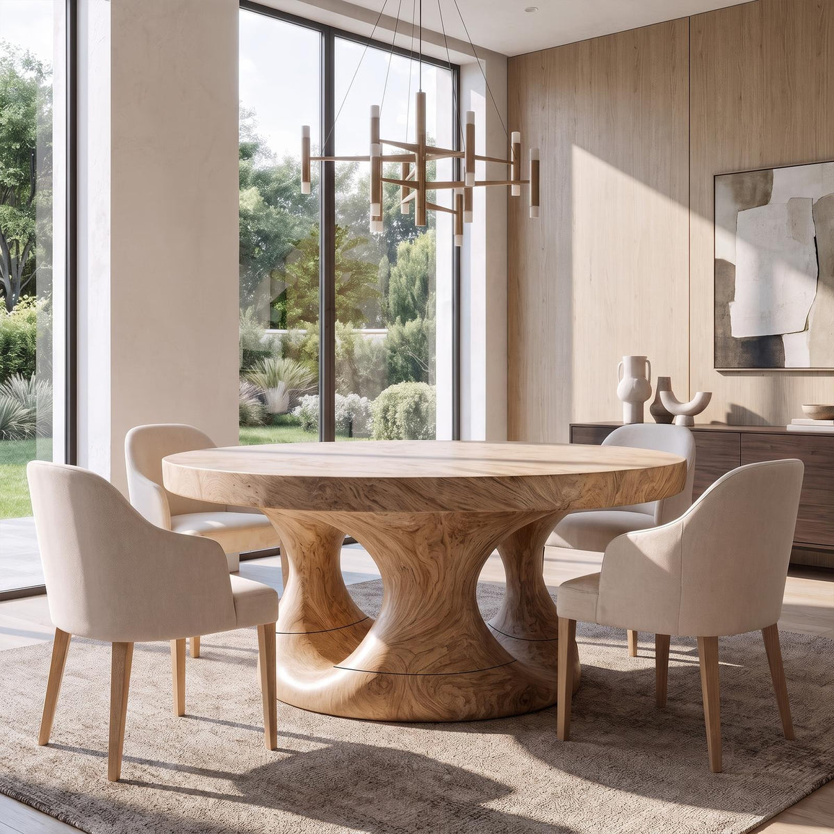 Organic Round Dining Table With Sculptural Tree Root Design For Dining Room And Kitchen SINLKIDN221