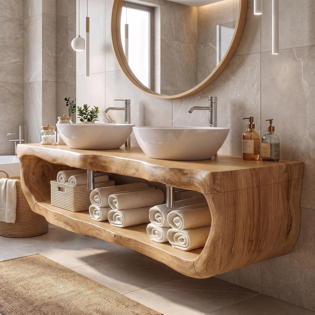 Organic Sculptural Bathroom Vanity Wall Mounted Towel Storage SINLKIBRV326