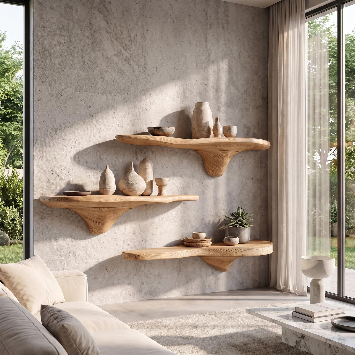 Rustic Mushroom Wall Shelf Entryway