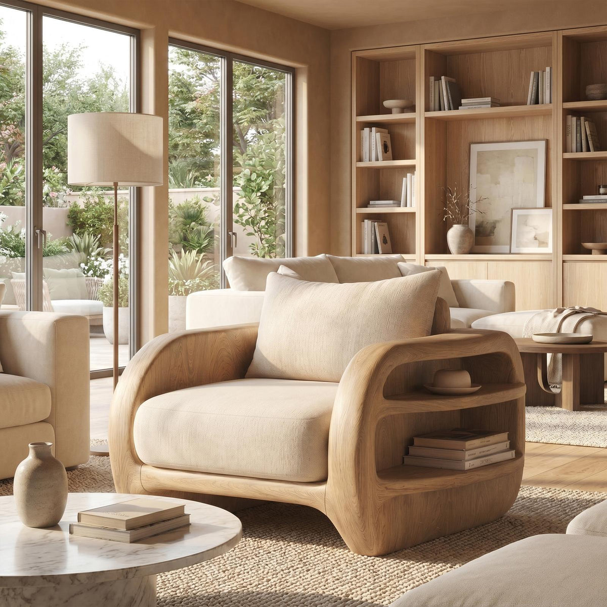 Nature Inspired Accent Chair Organic Curved Design For Living Room SINLKI032