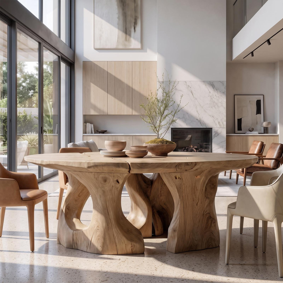 Contemporary Round Dining Table With Abstract Cutout Design For Dining Room And Kitchen SINLKIDN224