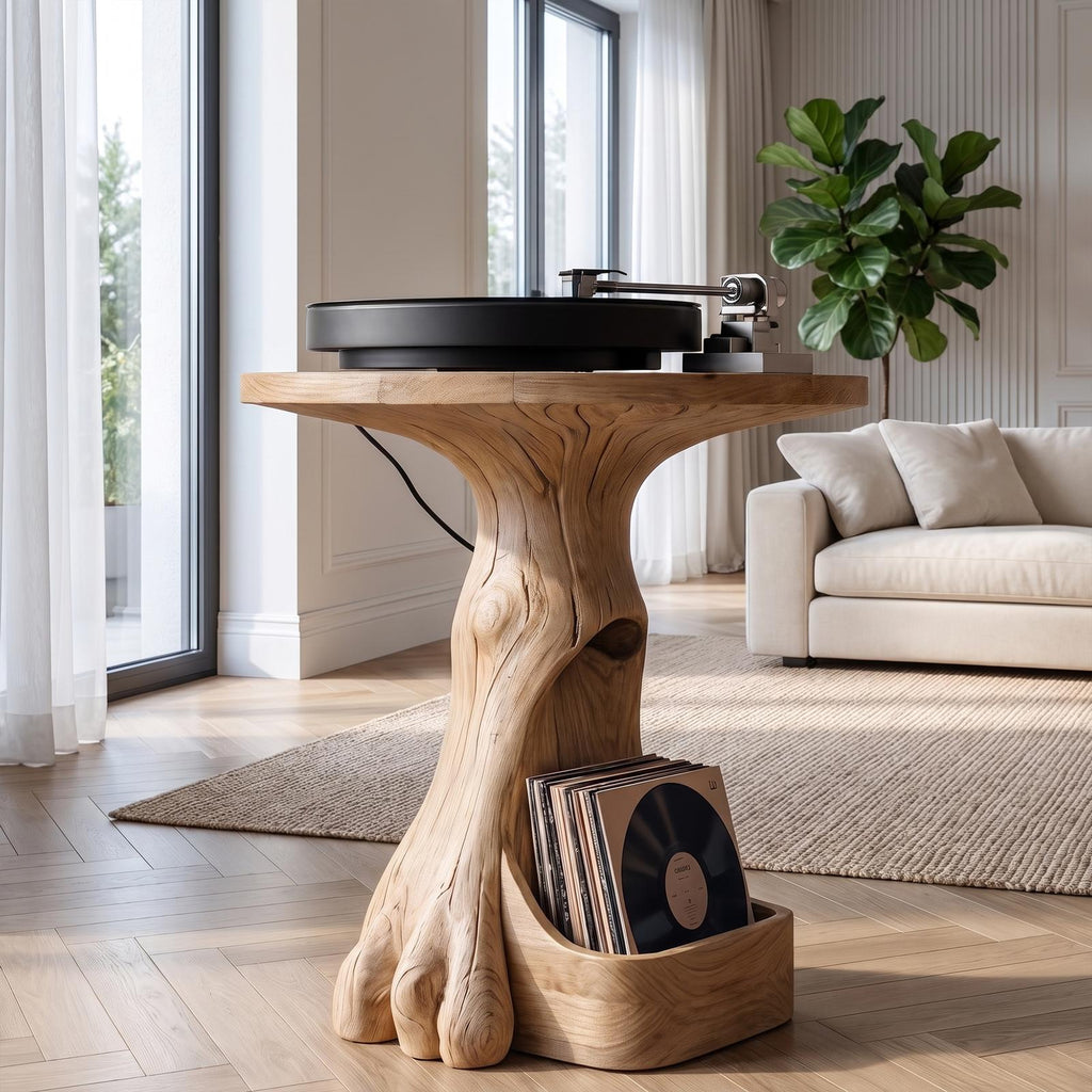 Modern Sculptural Tree Record Player Stand Vinyl Living Room