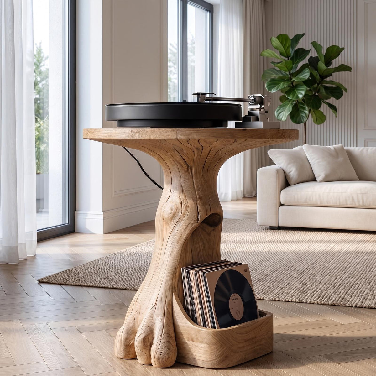 Modern Sculptural Tree Record Player Stand Vinyl Living Room