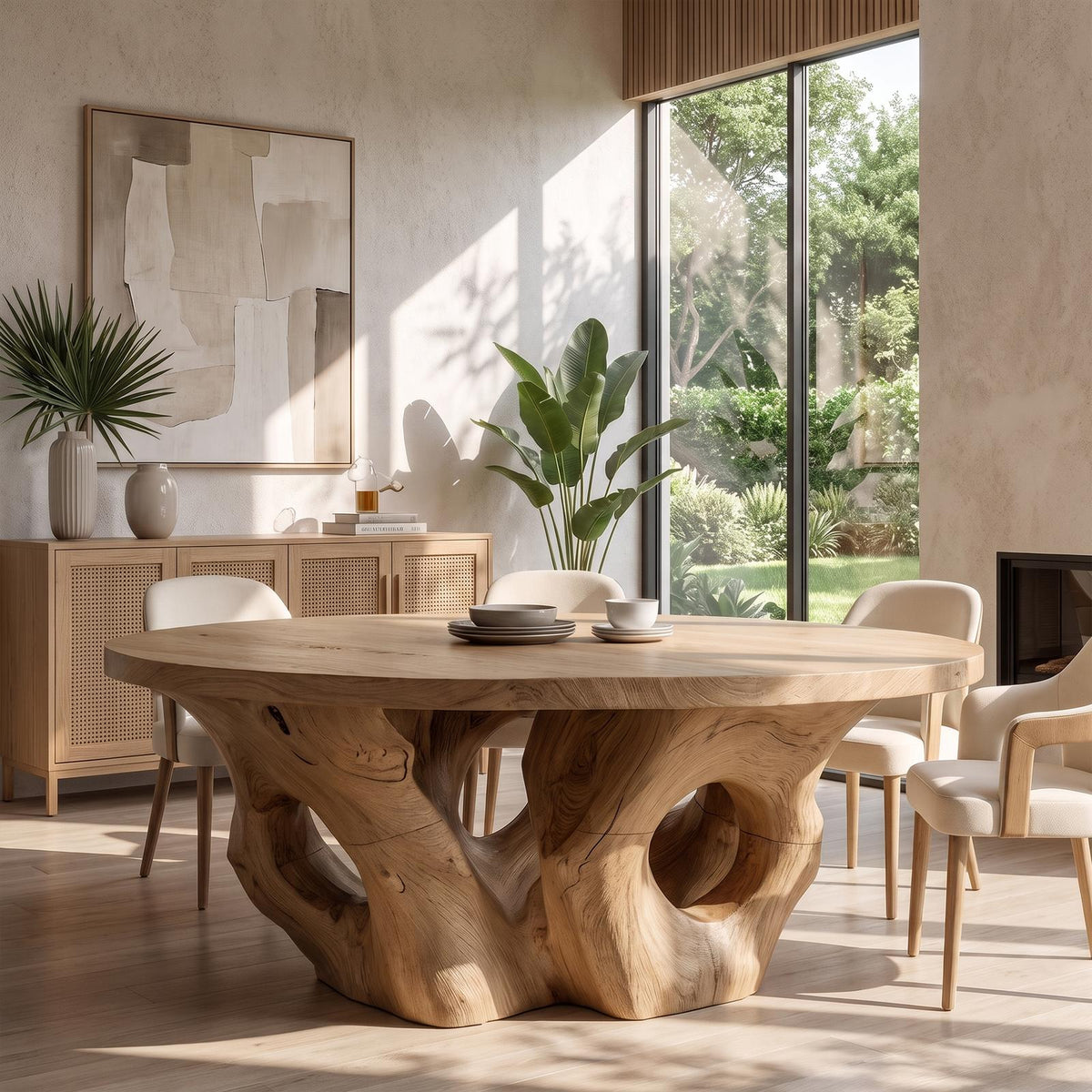 Modern Round Dining Table With Sculptural Open Form For Dining Room And Living Room SINLKIDN217