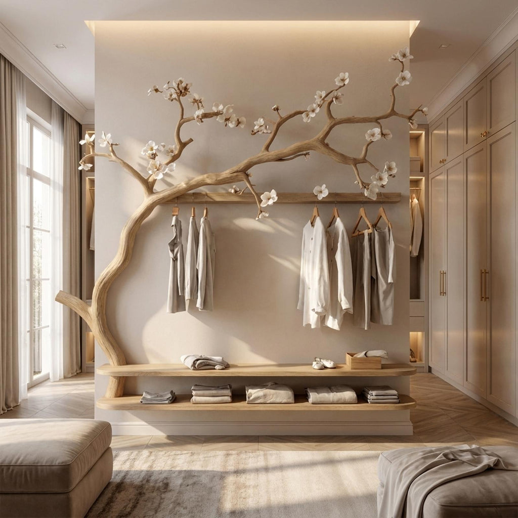 Scandinavian Tree Wardrobe Solid Wood Handcrafted Bedroom Organizer