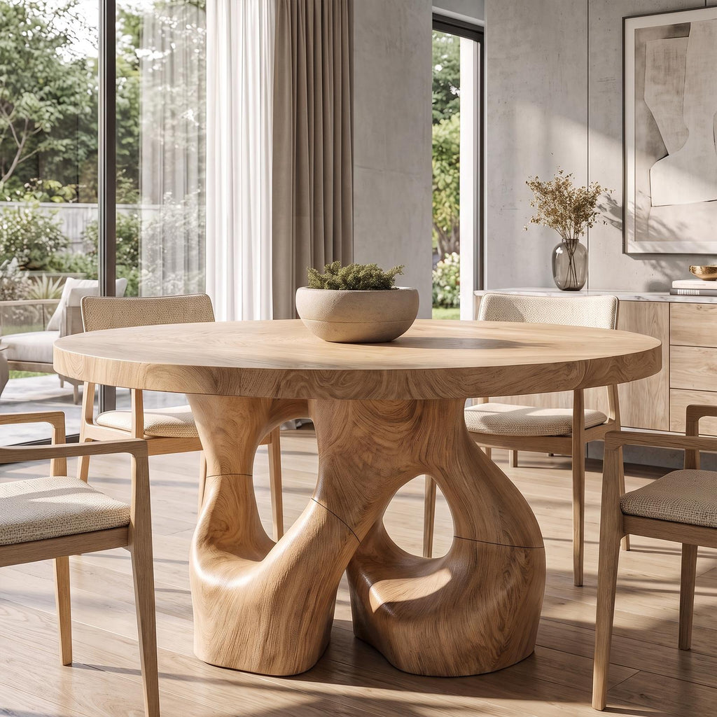 Organic Round Dining Table With Interwoven Branch Design For Dining Room And Kitchen SINLKIDN226