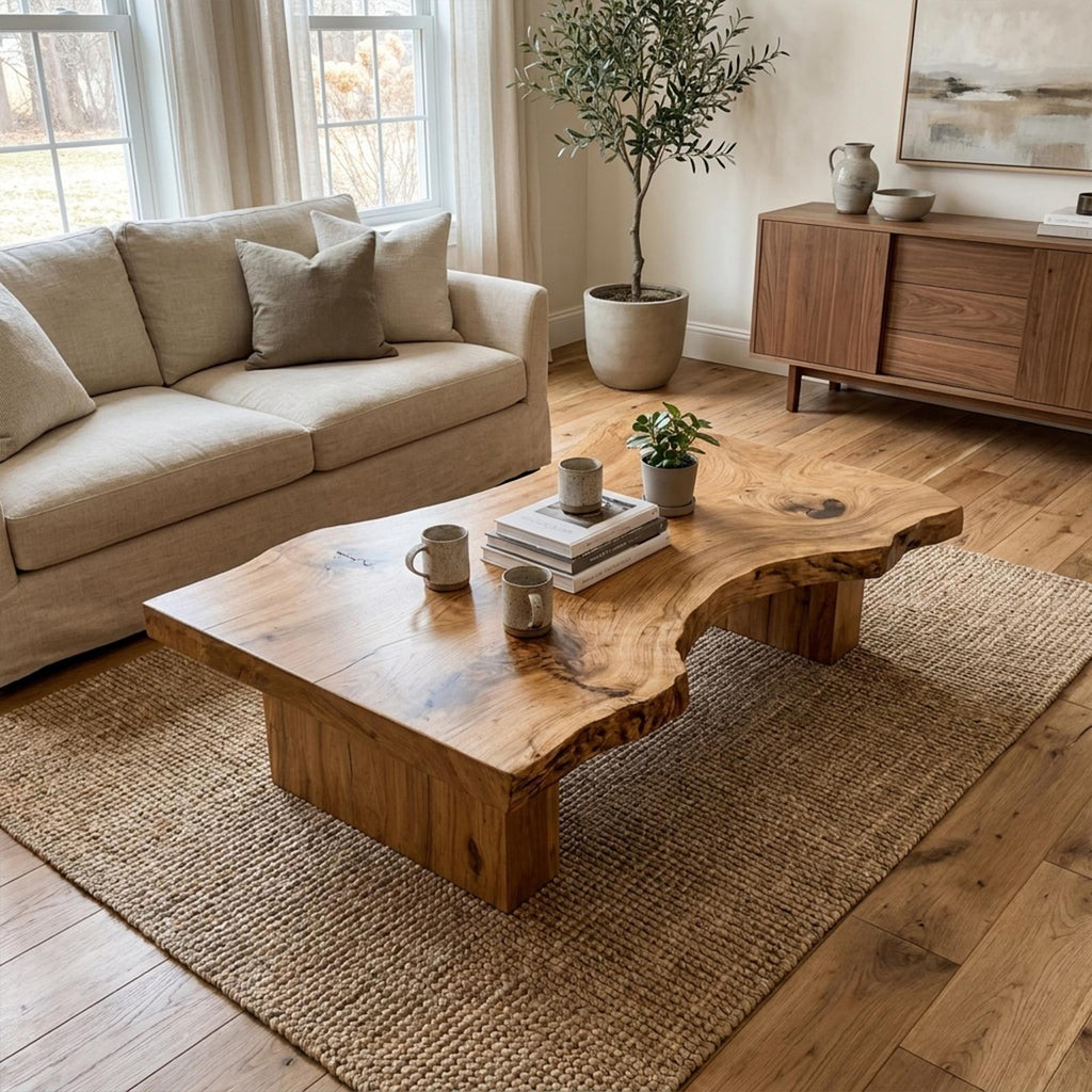 Rustic Sculptural Coffee Table Modern Living Room Display SINLKICF129