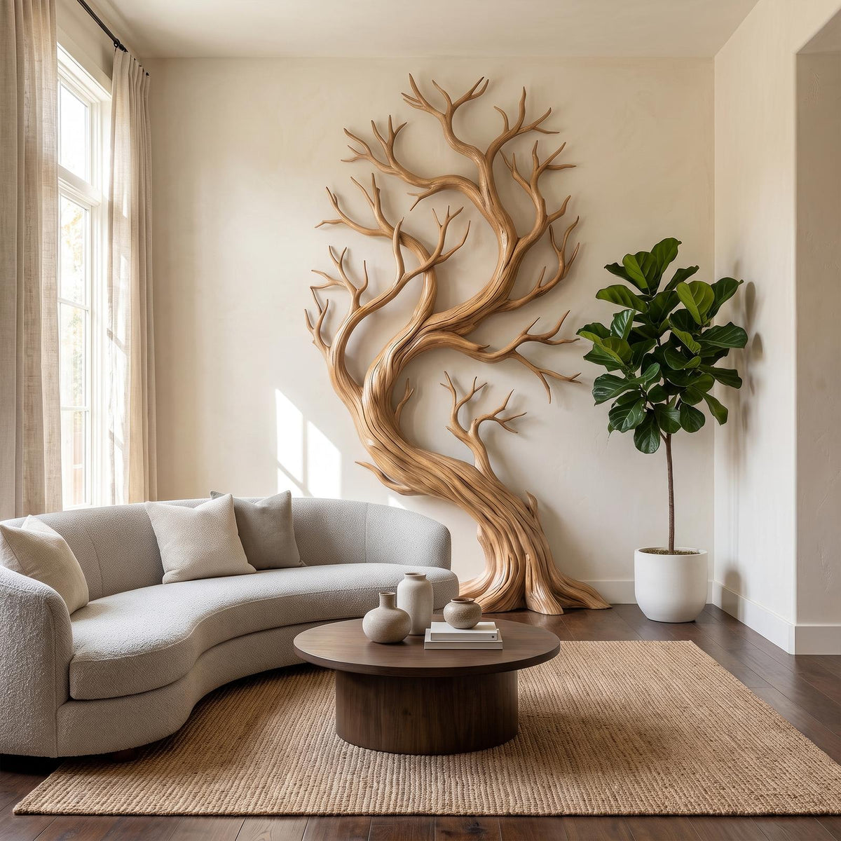 Rustic Tree Wall Art Sculpture Living Room And Hallway