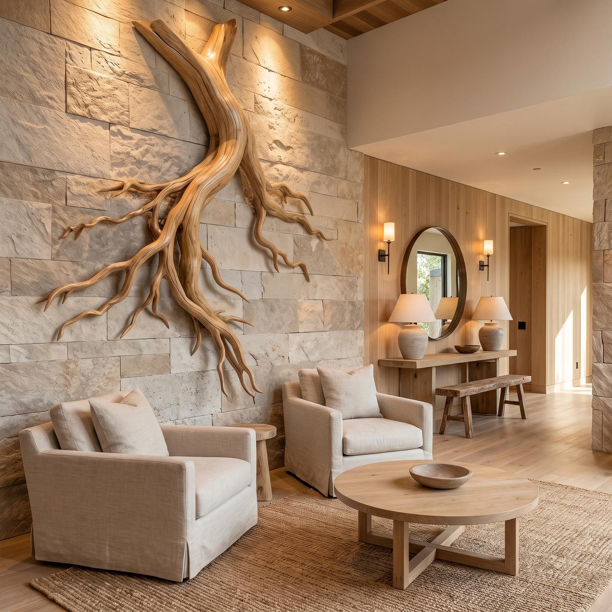 Mid Century Twisted Root Wall Sculpture Living Room