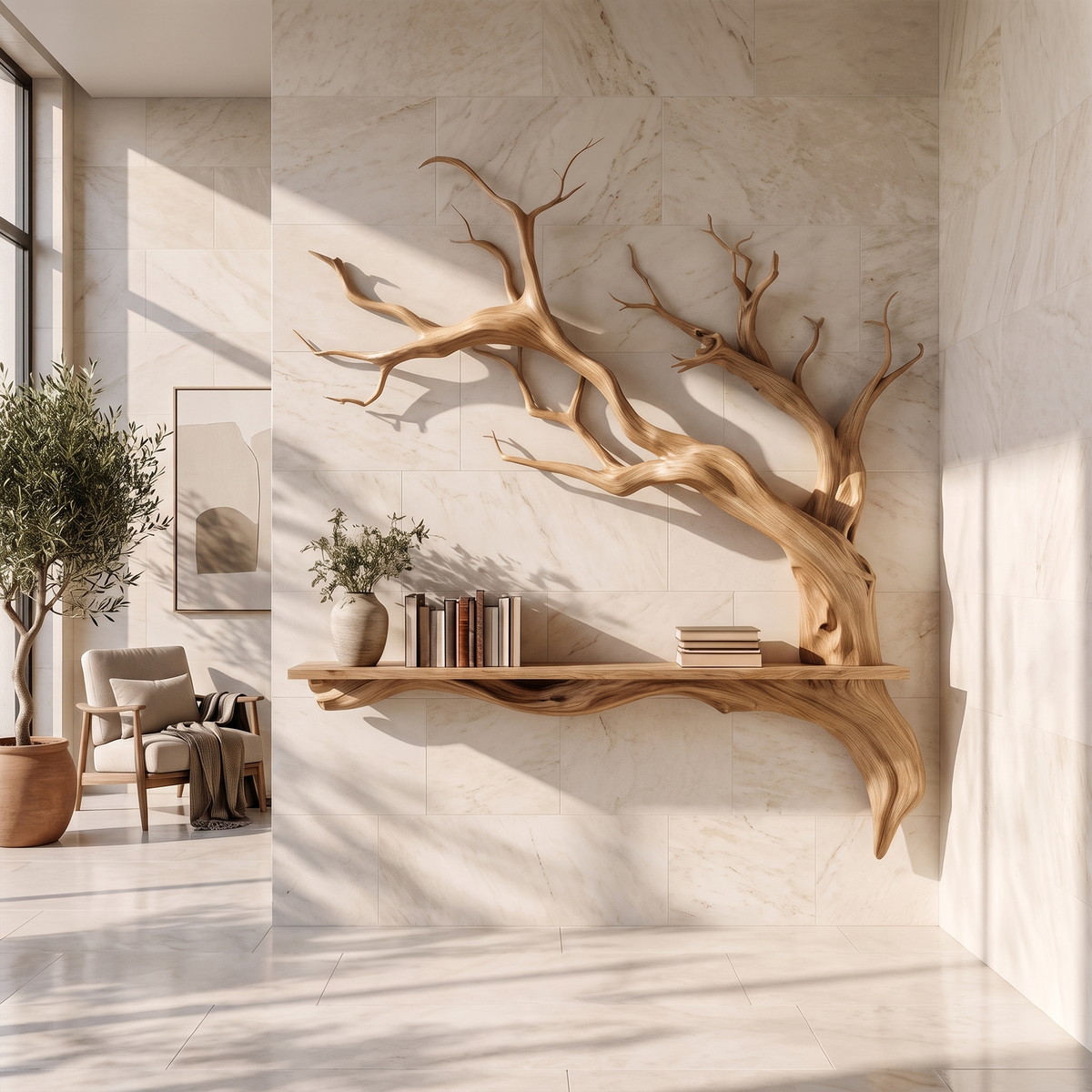 Rustic Tree Branch Wall Shelf Natural Artistic Home Decor