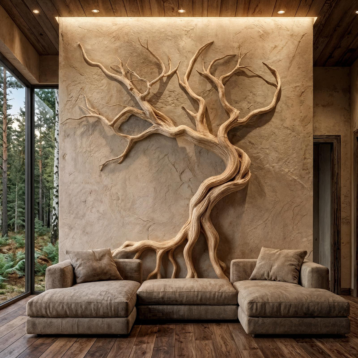 Modern Tree Branch Sculpture Wall Decor Living Room