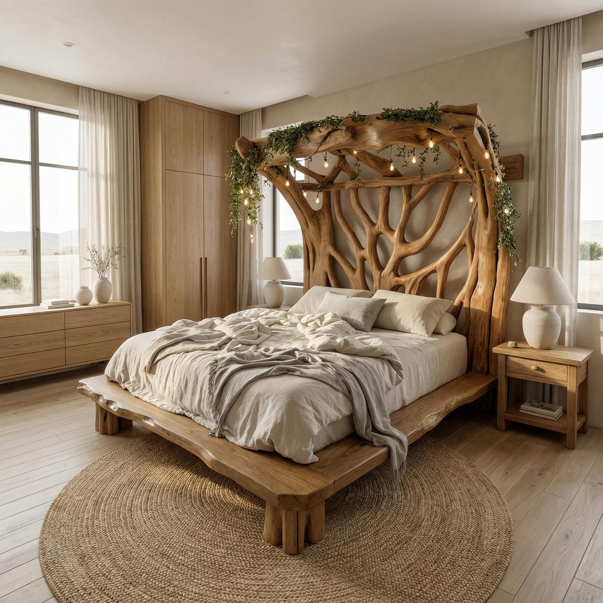 Rustic Tree Bed Modern Bedroom SINLKIWB046