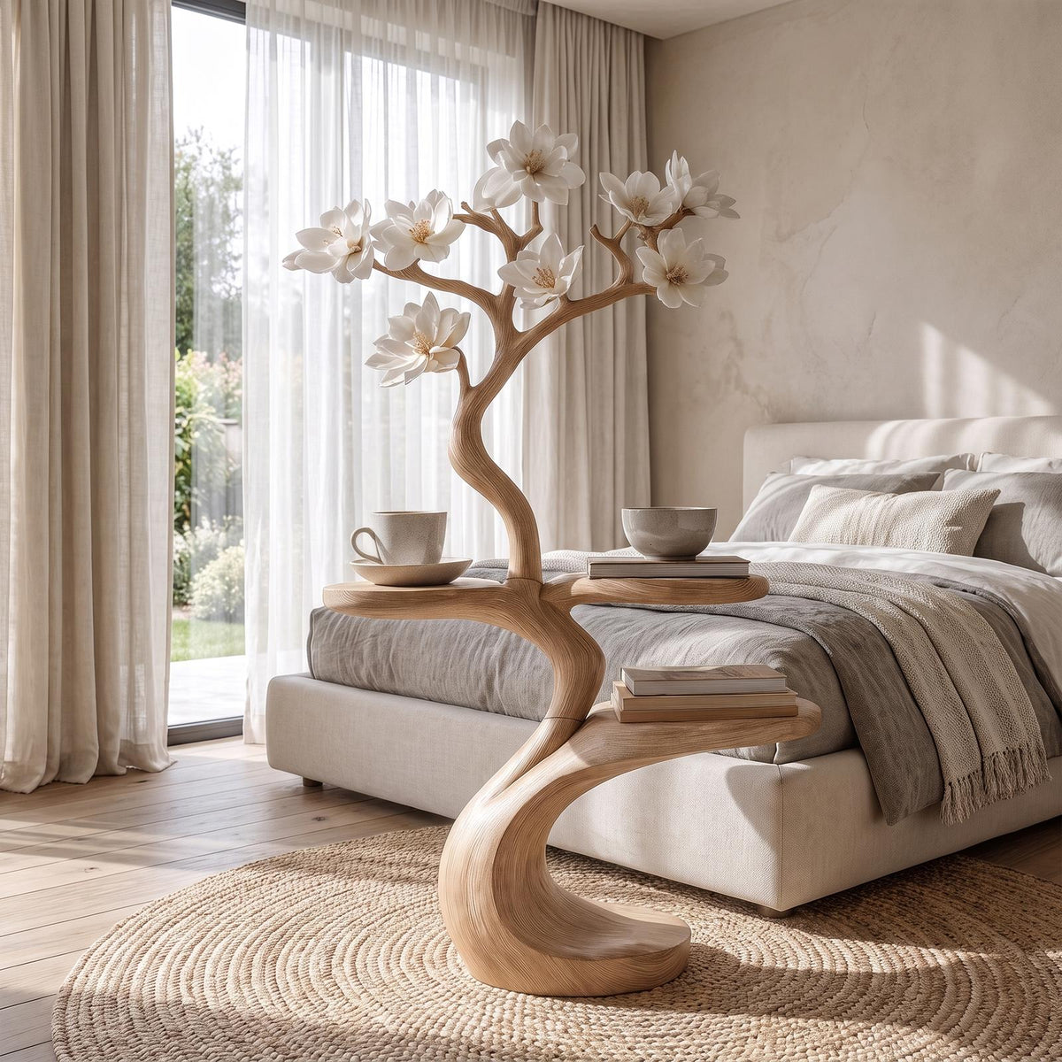 Rustic Tree Shape Bedside Table Modern Bedroom