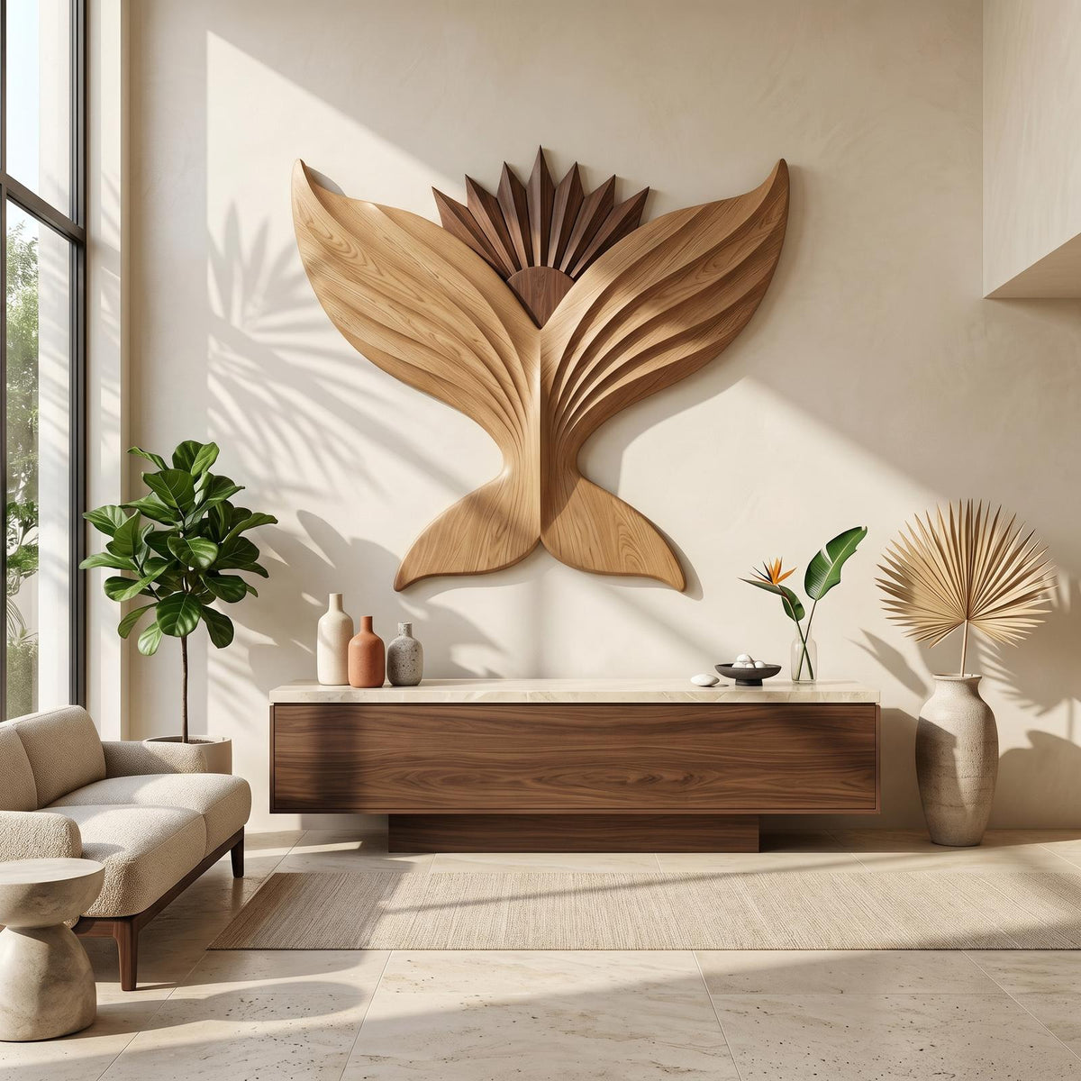 Sculptural Eagle Wooden Wall Art, Hand-Carved Flying Bald Eagle Wildlife Decor for Living Room, Entryway