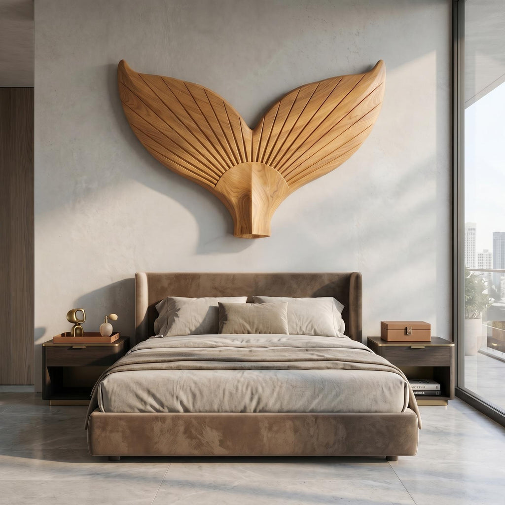 Angel Wings Wooden Wall Sculpture, Hand-Carved Distressed Wood Art Decor for Living Room & Entryway