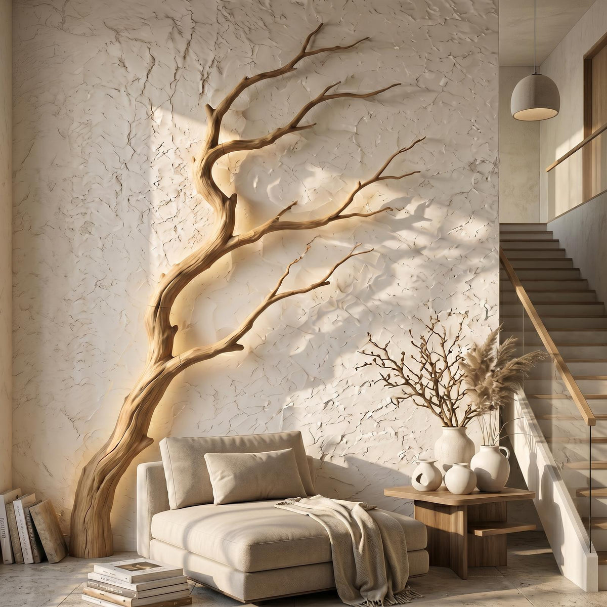 Spry Interior Organic Modern Wood Wall Decor, Sculptural Tree Branch Art for Entryway & Foyer, SINLSAWD128
