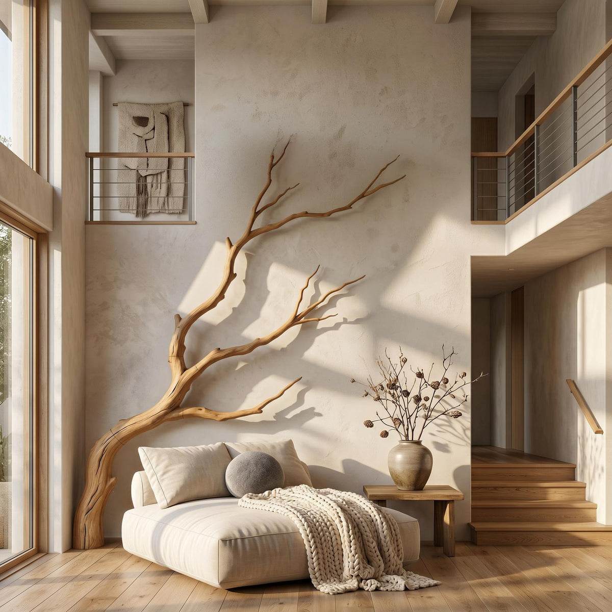 Spry Interior Artisan Wood Wall Decor, Handcrafted Tree Branch Sculpture & 3D Hanging Art for Living Room, SINLSAWD127