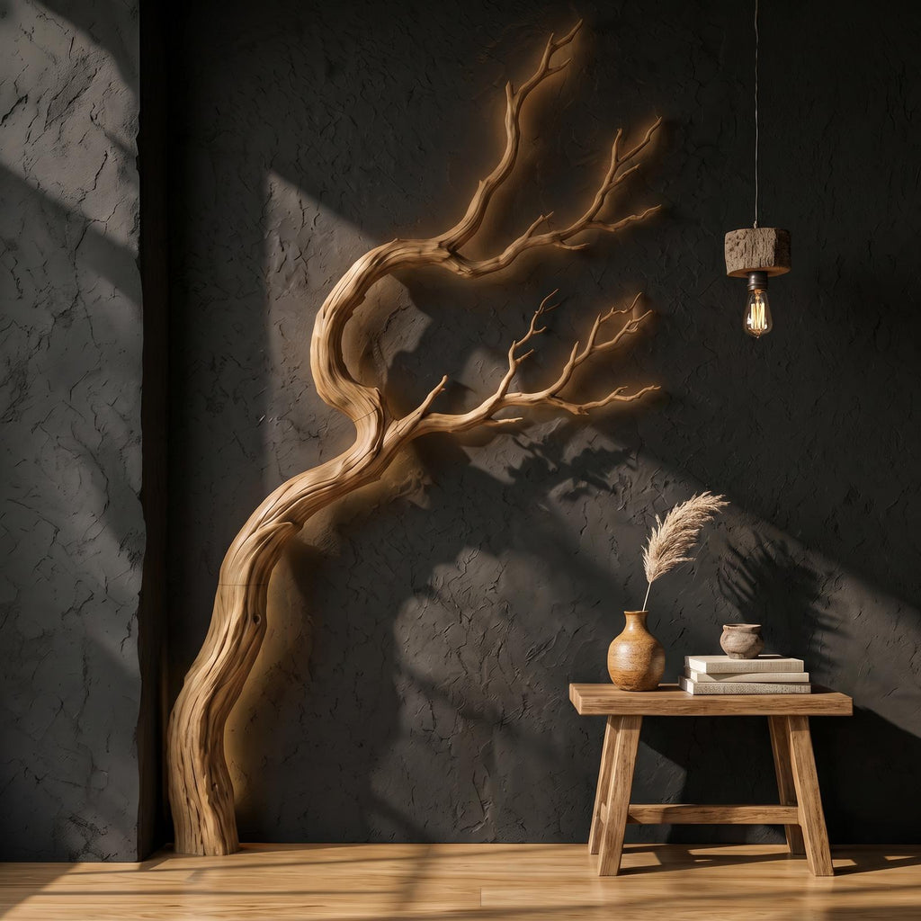 Spry Interior Organic Wood Wall Decor, 3D Sculptural Tree Branch Art Hanging Sculpture for Living Room, SINLSAWD122