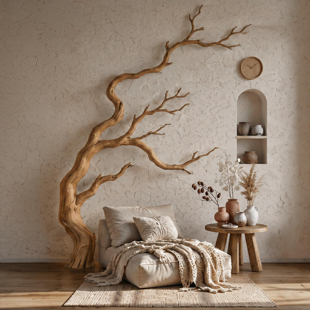 Spry Interior Contemporary Wooden Wall Decor, Sculptural Tree Branch Sculpture for Bedroom & Living Room Art, SINLSAWD119