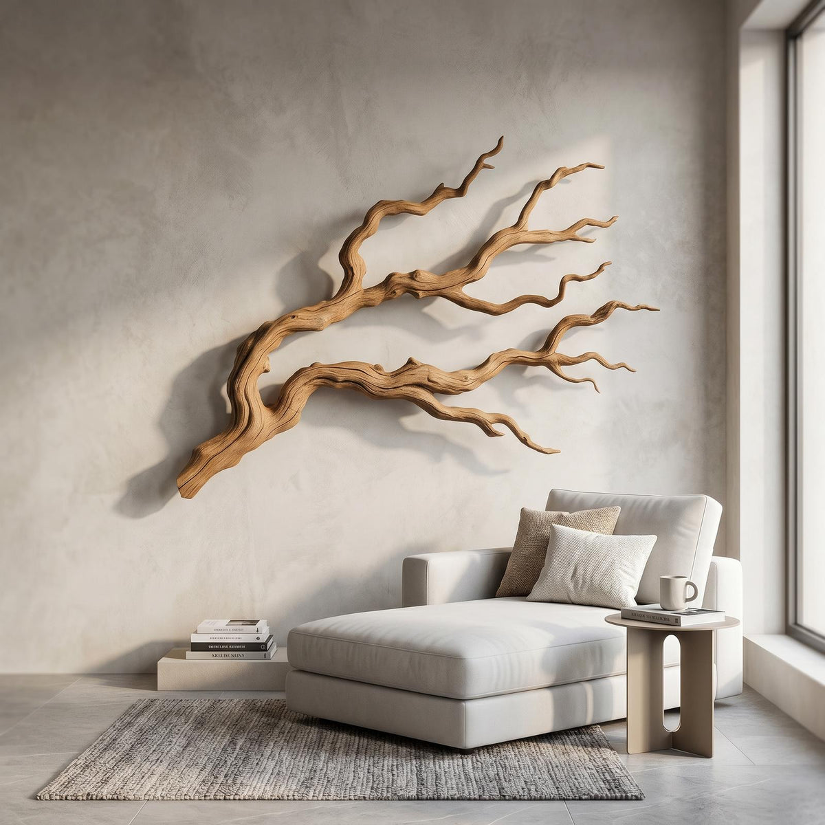 Nature Inspired Branch Wall Art, Handcrafted Organic Wood Tree Limb Sculptural Wall Decor for Living Room, Model