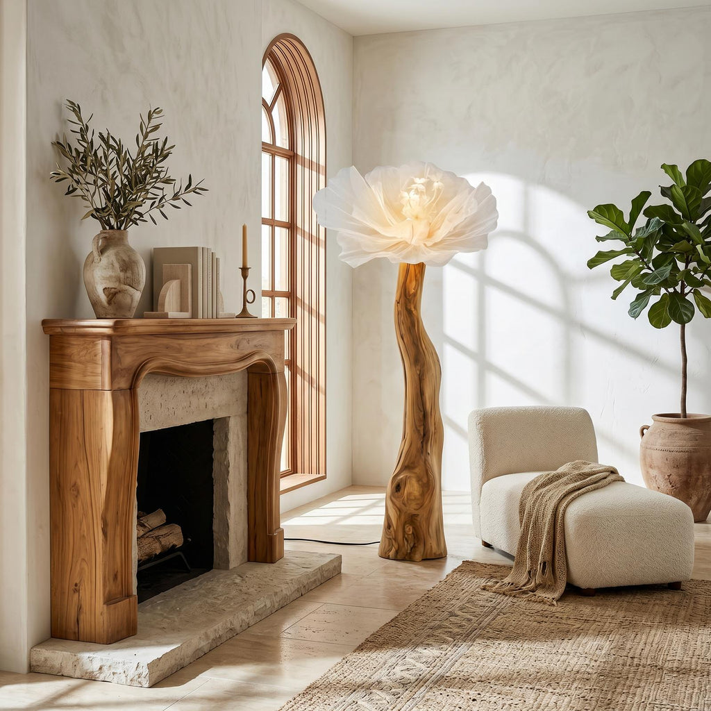 Sculptural Standing Lamp Organic Blossom Form For Living Room