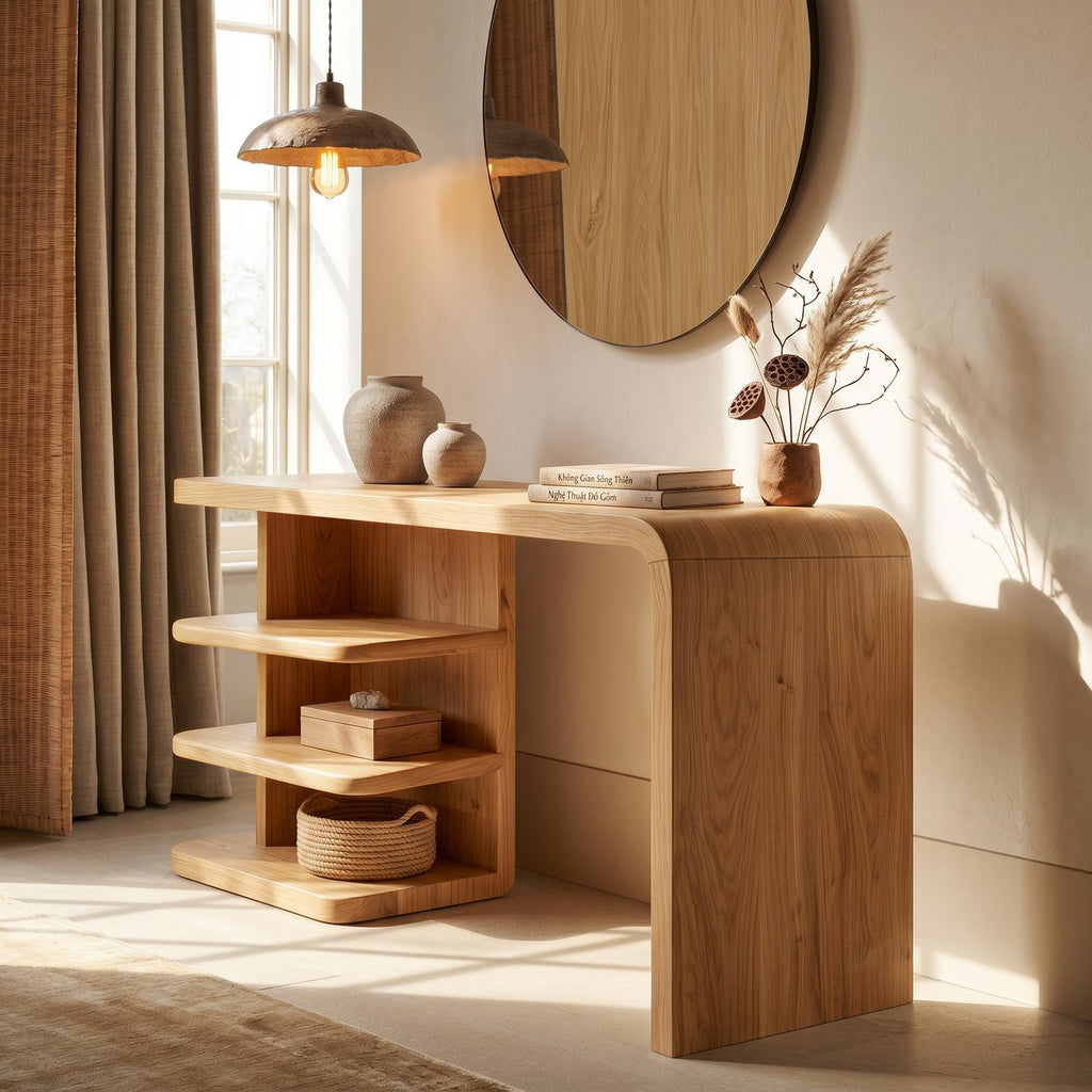Modern Dressing Table With Integrated Side Storage For Bedroom SINLSABDT091