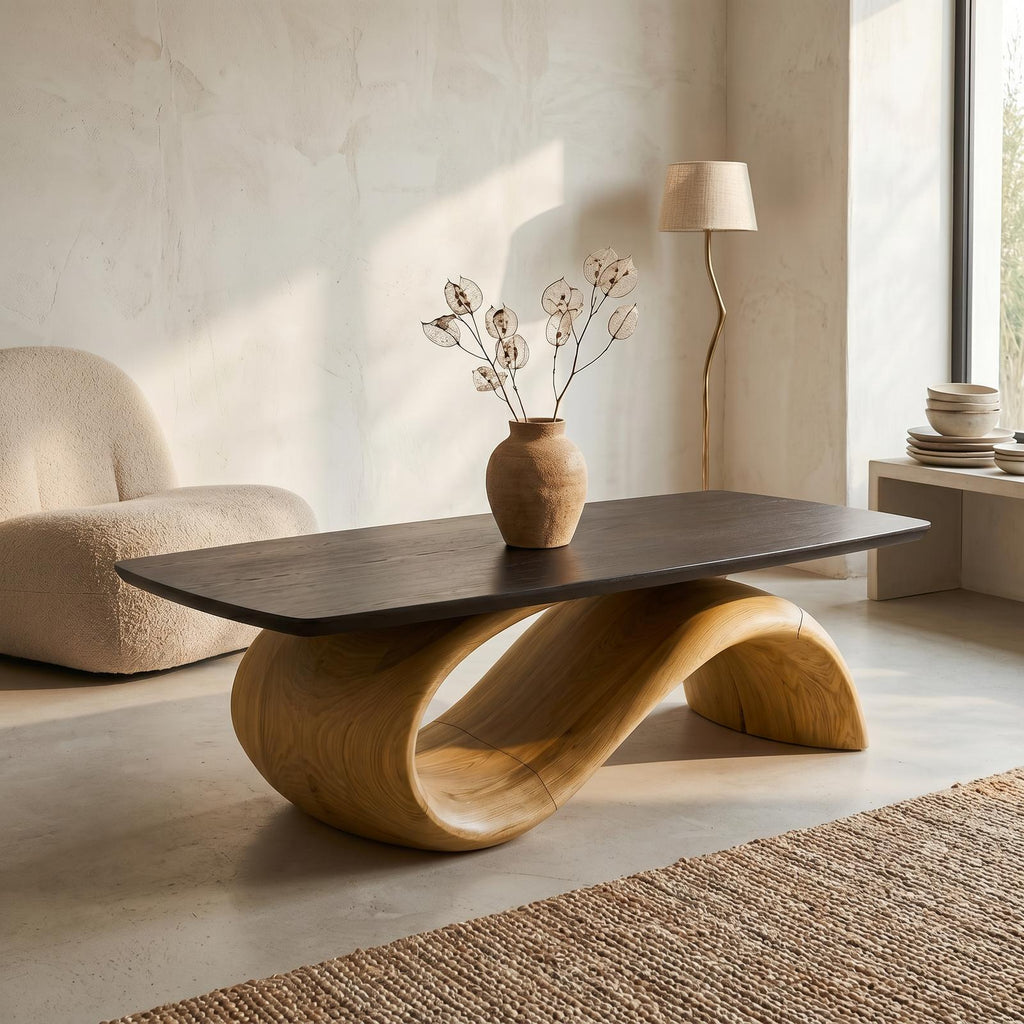 Handcrafted Coffee Table With Artistic Wood Design For Living Room