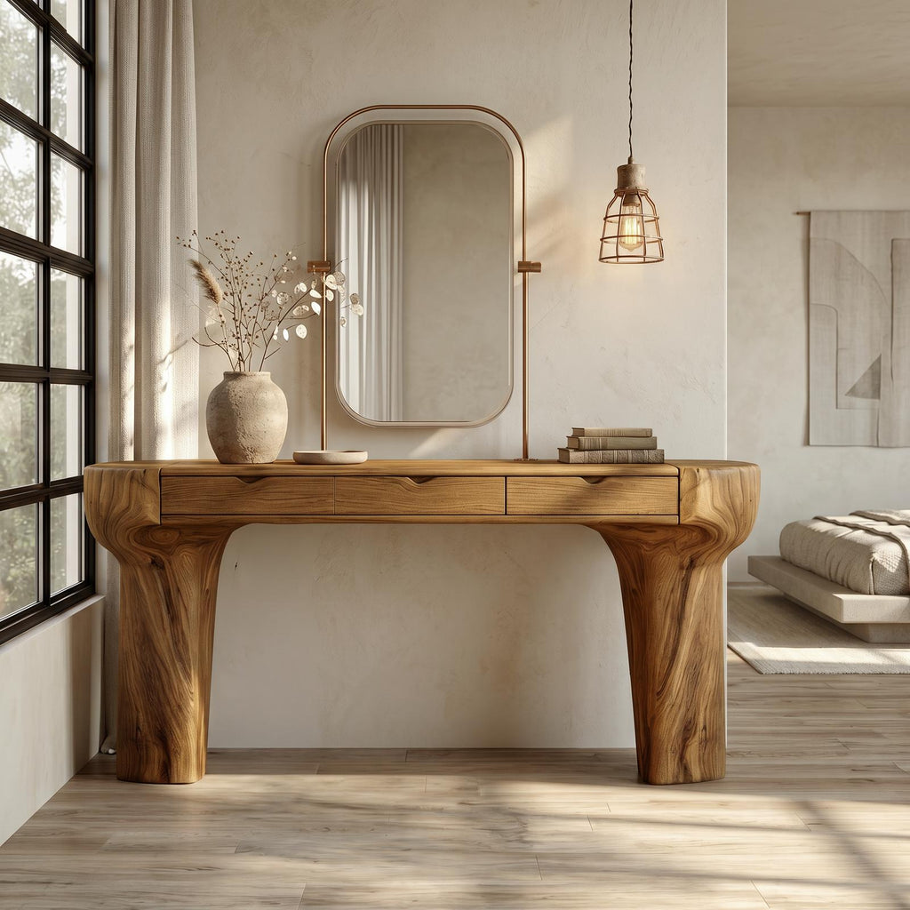 Rustic Dressing Table With Solid Wood Design For Bedroom