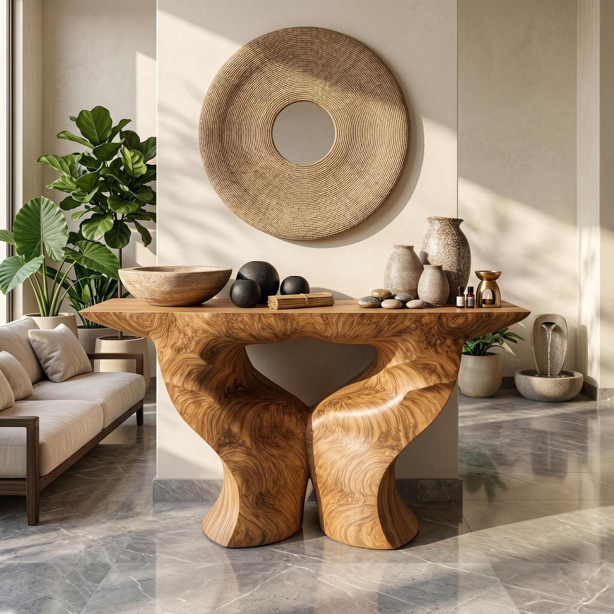 Organic Console Table, Nature Inspired Artistic Root Wood Entryway Table for Foyer & Living Room