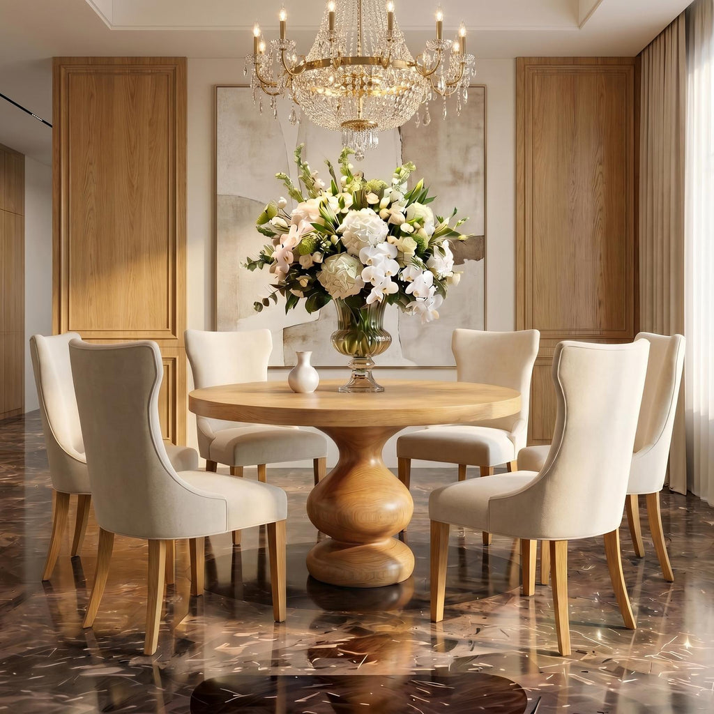 Scandinavian Modern Dining Table, Minimalist Handcrafted Solid Wood Kitchen Table for Dining Room