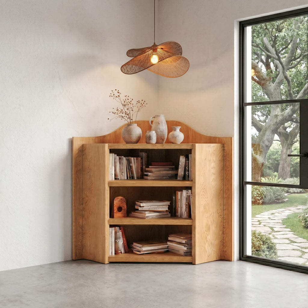 Natural Wooden Bookshelf, Open Multi-Tier Shelves & Storage Display Cabinet for Living Room & Bedroom
