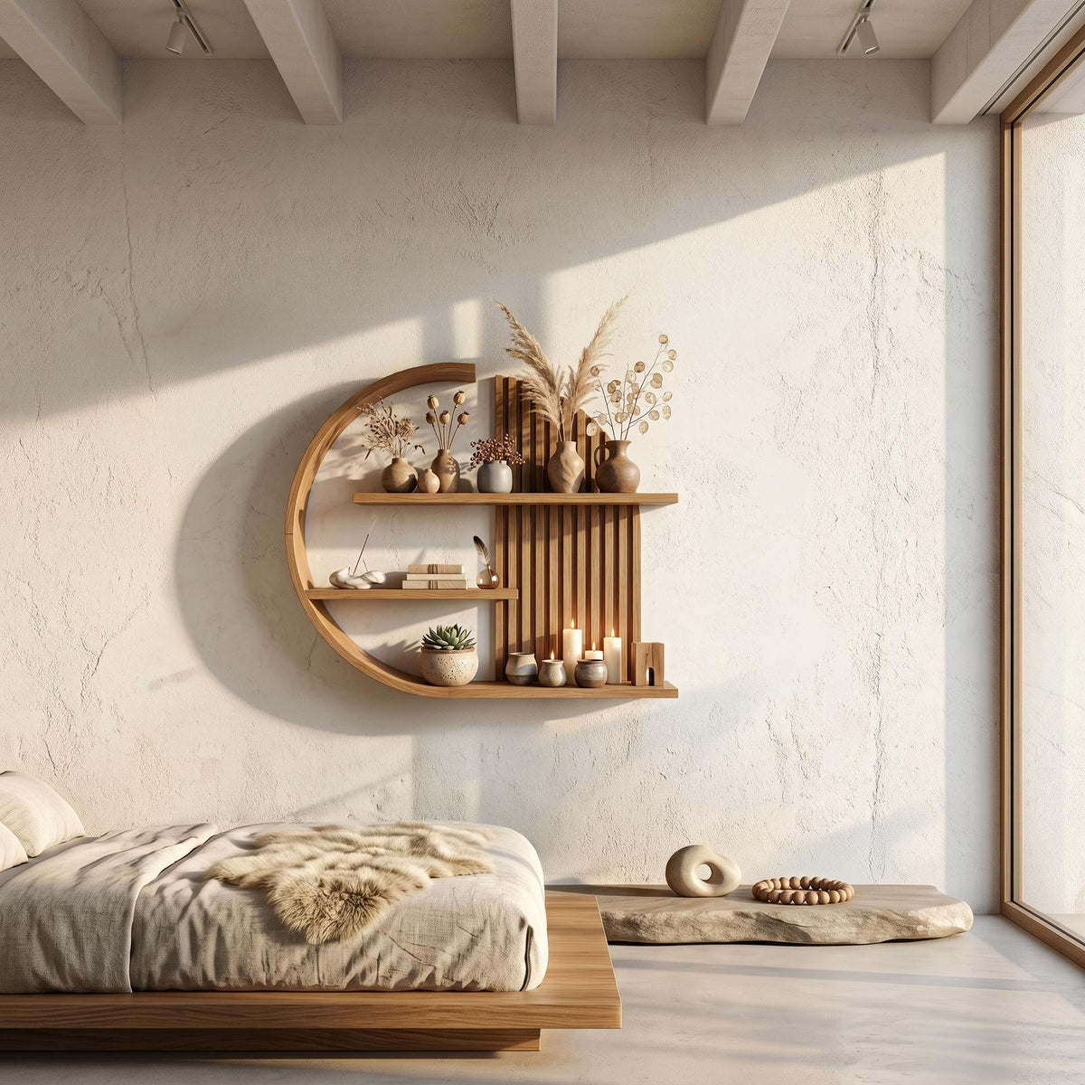 Japandi Minimal Wall Shelf Living Room And Calm Space