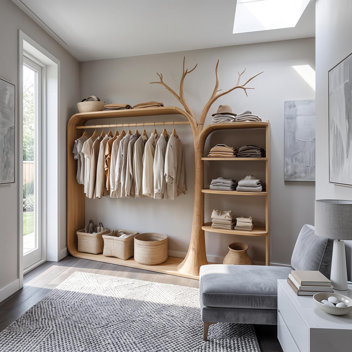 Rustic Clothing Stand Tree Shaped Bedroom Mudroom Entryway